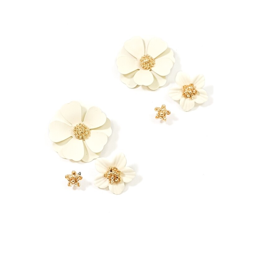 White Flower Earring Set