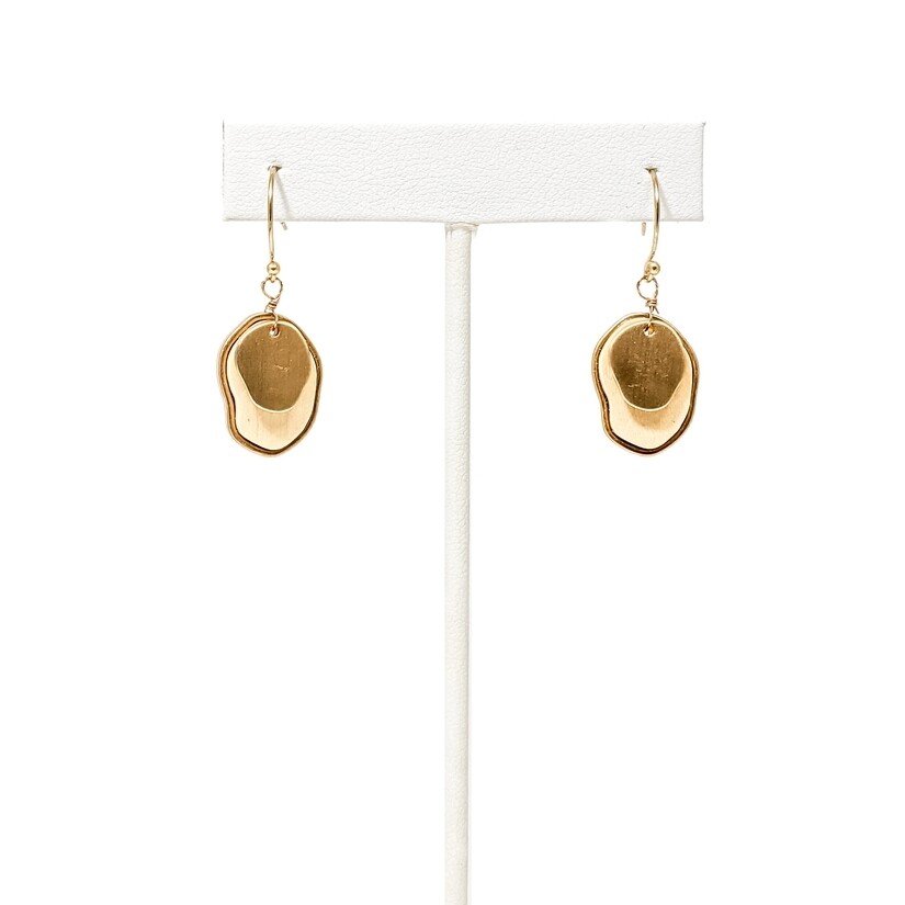 Neutral & Gold Free Form Dangle Earrings
