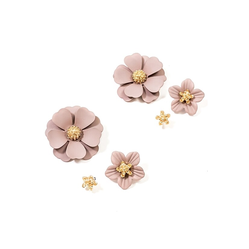 Taupe Flower Earring Set