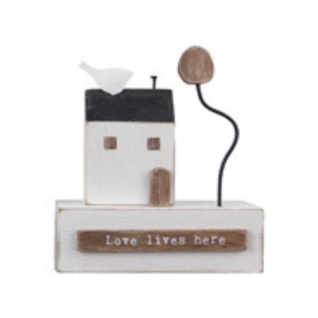 Love Lives Here Wood Block Tabletop Sign