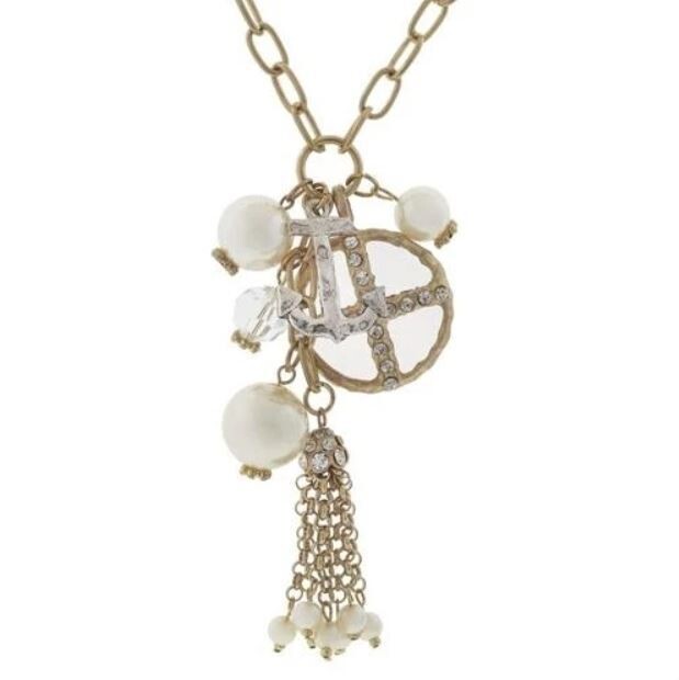 Gold Anchor Pearl Necklace