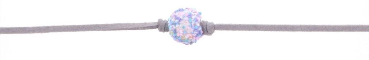 Kids Gray Choker with Multi Colored Glitter Ball
