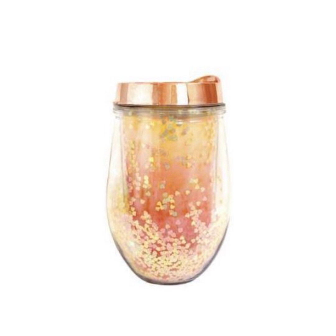 Pink Double-Walled Heart Beverage Tumbler