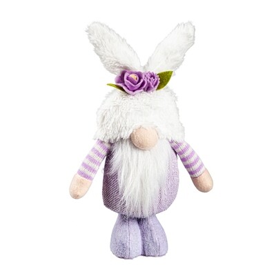 Purple Floral Bunny Ears Gnome