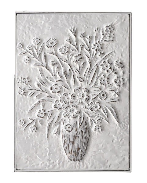 Embossed Florals In Vase Wall Decor