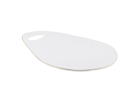 White & Gold Oval Cheese Tray