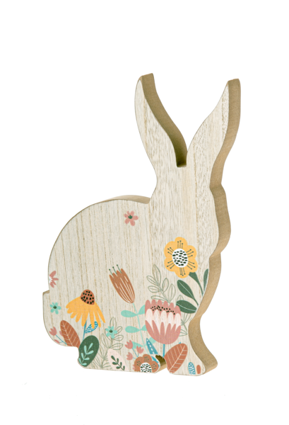 Short Floral Bunny Figurine