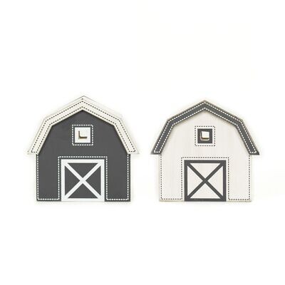 Gray & White Reversible Wood Barn