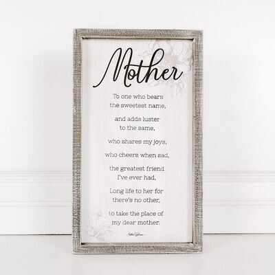 Mother Poem Framed Sign
