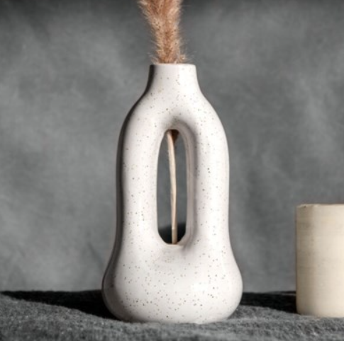 White Speckled Cutout Vase