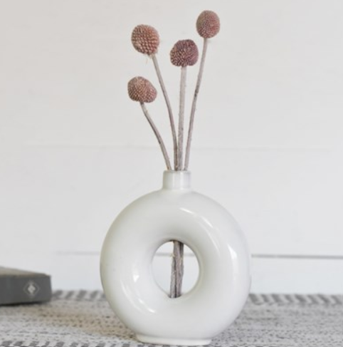 White Circle Cutout Vase