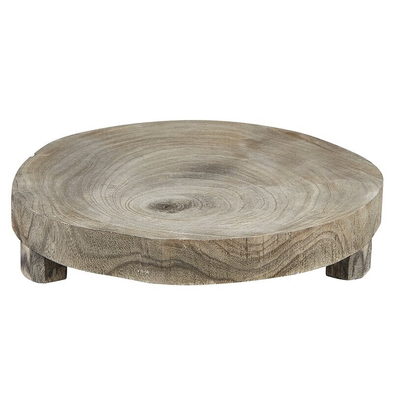 Med Gray Round Wood Riser