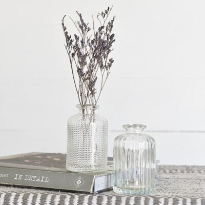 Vertical Line Clear Glass Vase