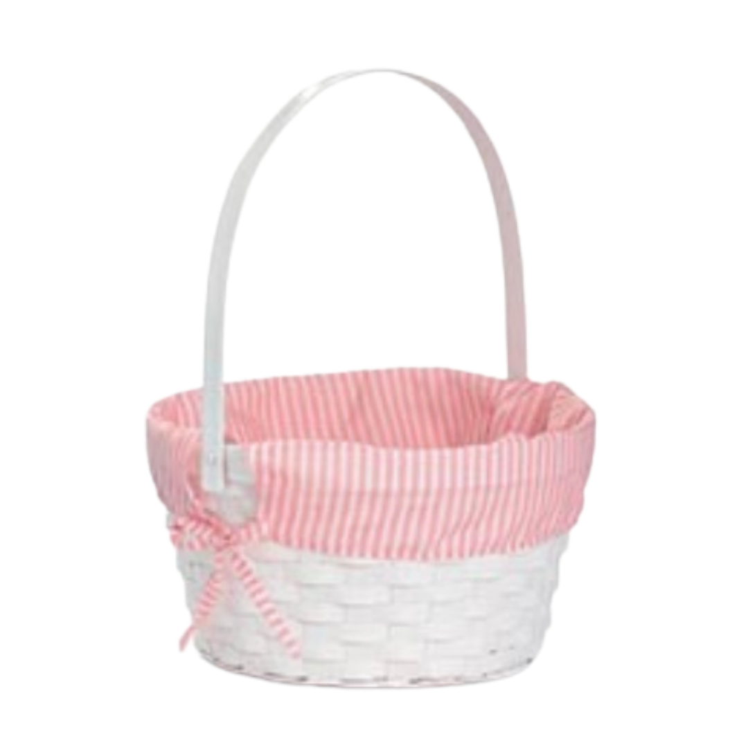 Coral Striped Easter Basket