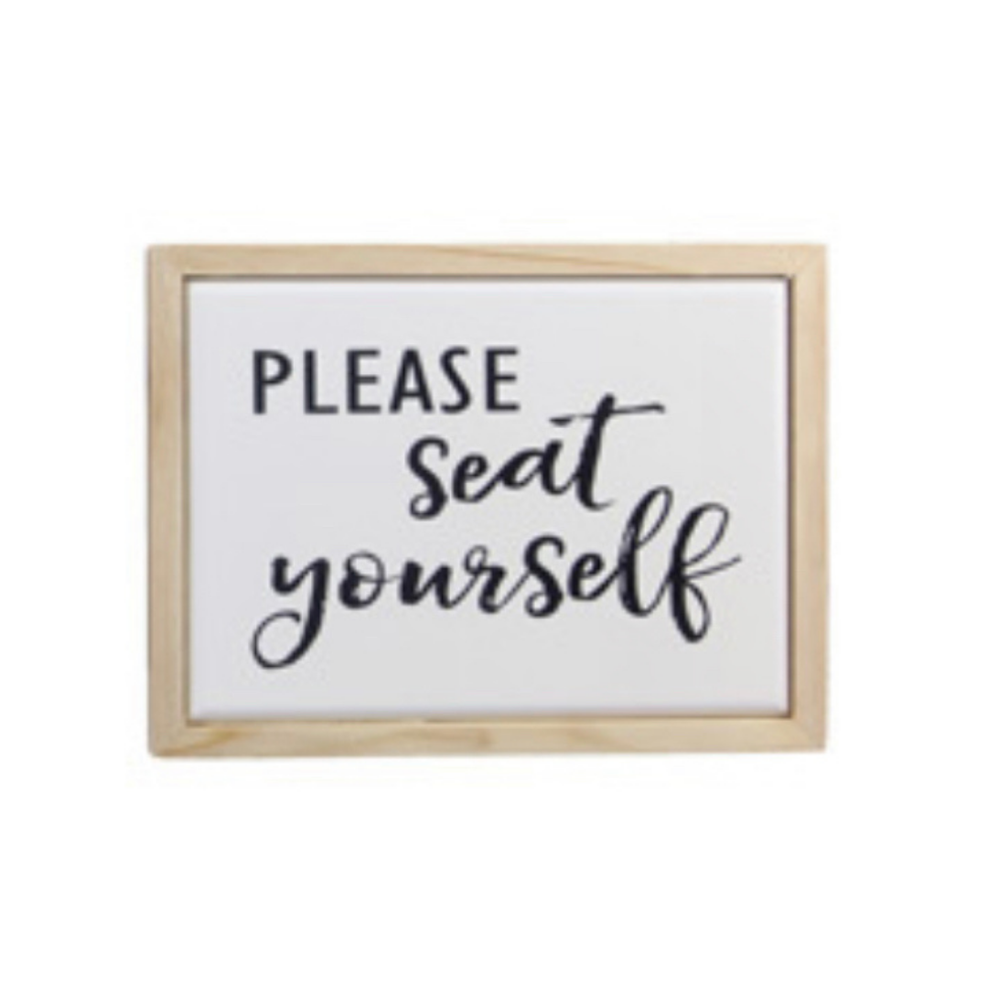 Seat Yourself Wood Framed Bathroom Sign