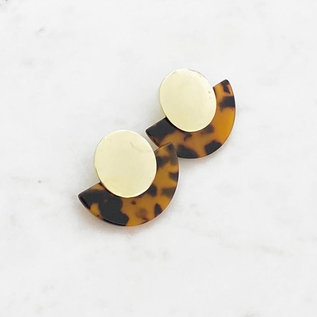 Dark Tortoise & Gold Earrings