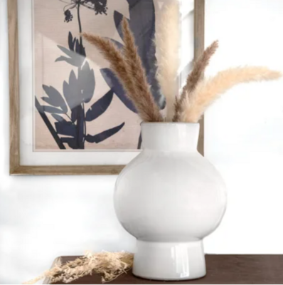 Lg Round White Ceramic Vase