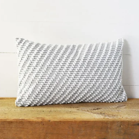 Grey & White Patterned Lumbar Pillow