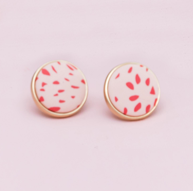 Pink Speckled Stud Earrings