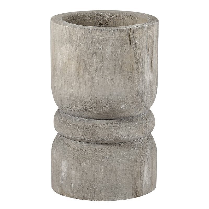 Lg Gray Succulent Pillar Candle Holder