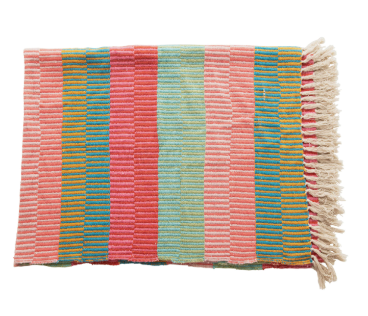 Colorful Striped Tassel Throw