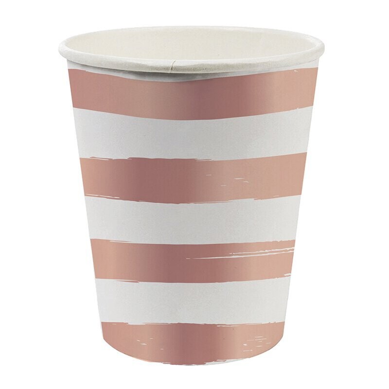 Rose Gold Striped Paper Cups