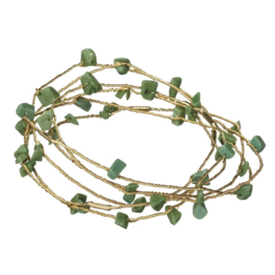Green Beaded Wire Bangles
