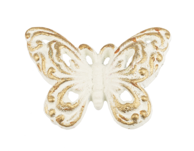 Mini White Cast Iron Butterfly