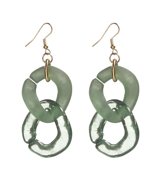 Green Chunky Chain Earrings