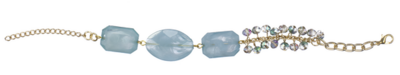 Blue Beaded Stone Chain Bracelet