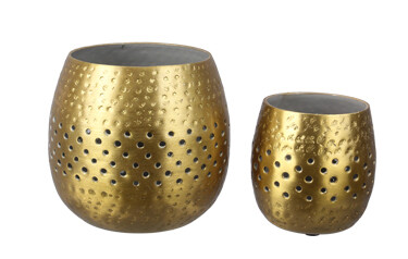 Sm Gray &amp; Gold Candle Holder