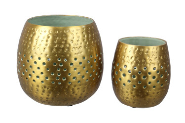Sm Mint & Gold Candle Holder
