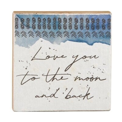 To the Moon & Back Square Wood Block