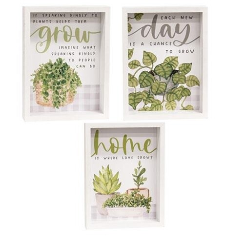 White Framed Greenery Inset Box Sign