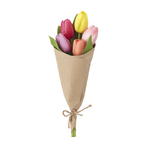 Paper Wrapped Mixed Tulip Bouquet