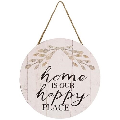 Round Happy Place Hanging Sign