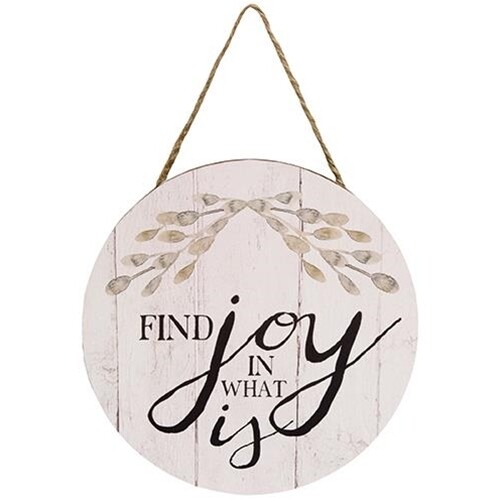 Round Find Joy Hanging Sign
