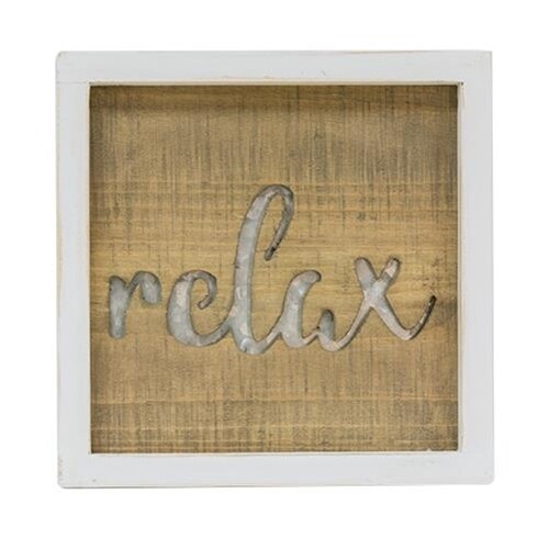 Framed Metal Relax Sign