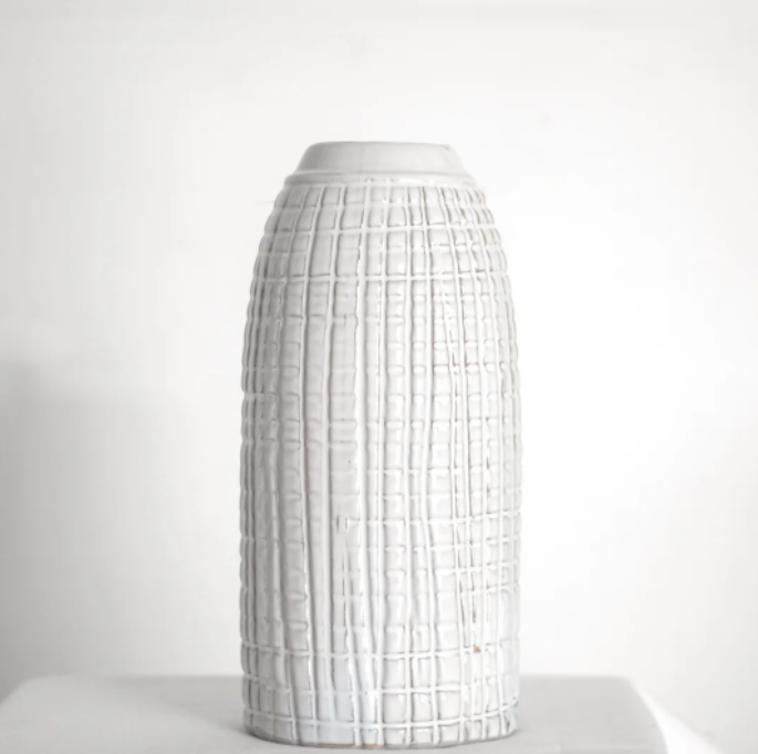 Lg White Urban Check Vase