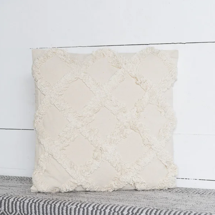 Lg Cream Diamond Pattern Pillow