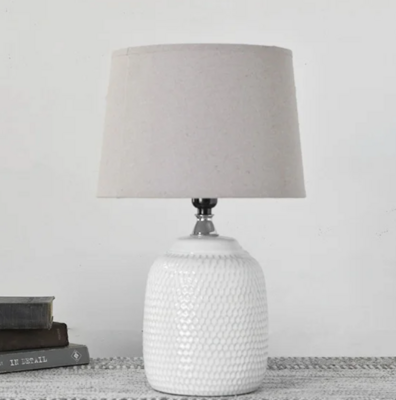 White Honeycomb Pattern Ceramic Lamp