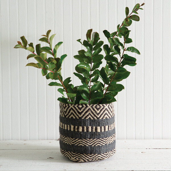 Blue Geometric Jute Planter