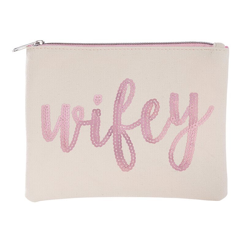 Pink Sequin Wifey Pouch