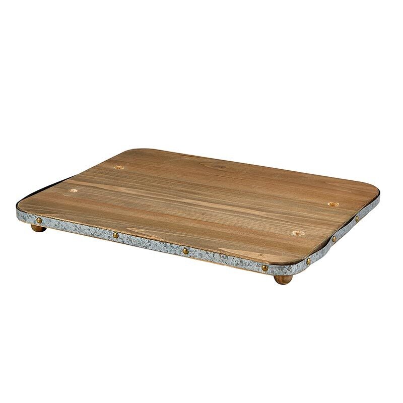 Metal Accent Wooden Tray