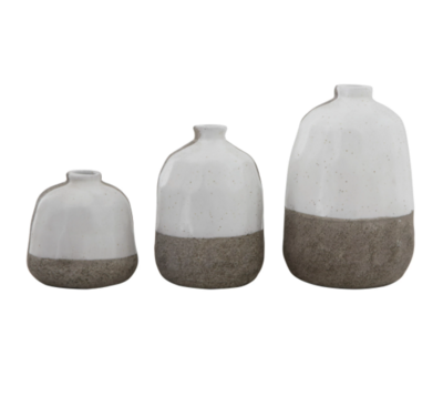 Lg Gray & White Terracotta Vase