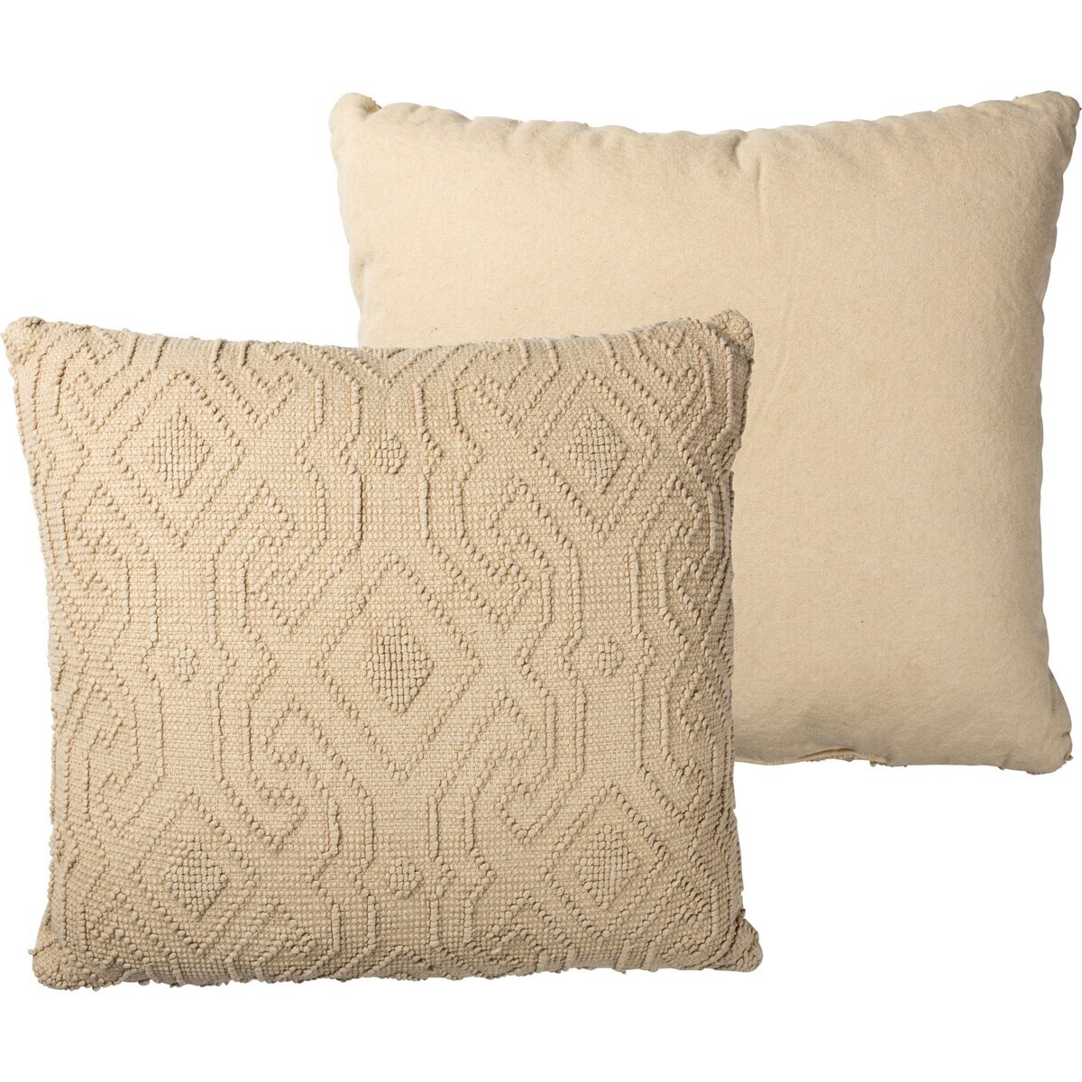 Cream Geometric Patterned Pillow
