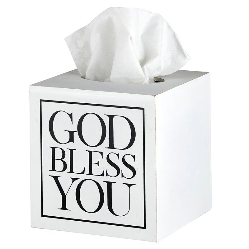 White God Bless You Tissue Box