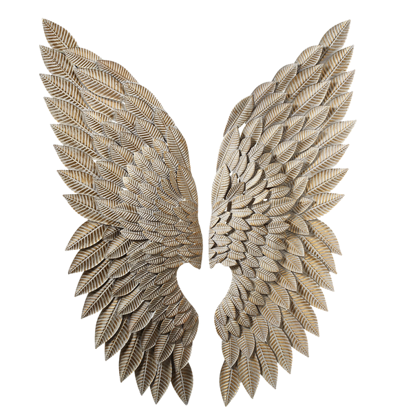 Whitewash Gold Angel Wings Wall Decor