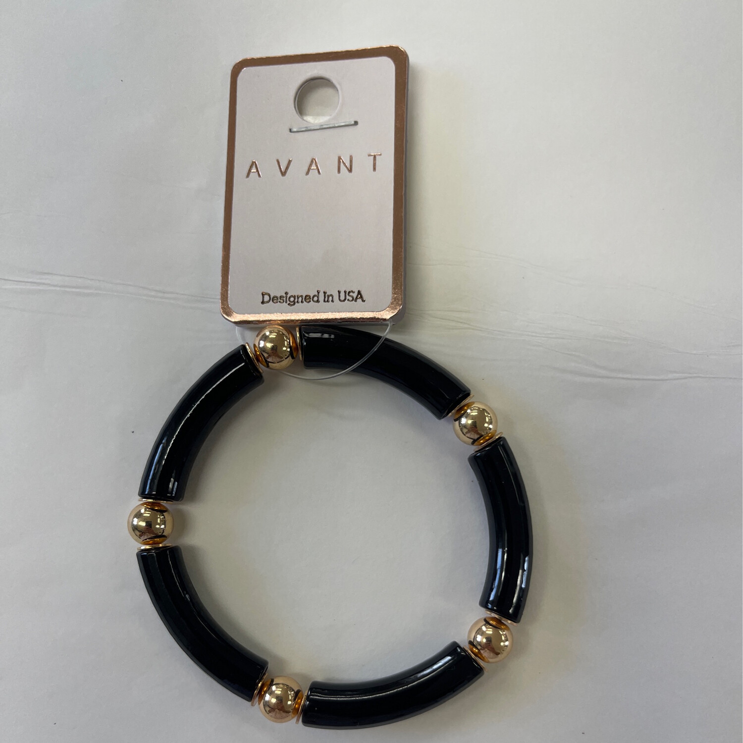 Black & Gold Resin Beaded Bracelet