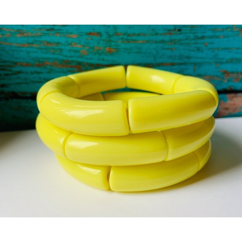 Yellow Acrylic Tube Bamboo Bracelet